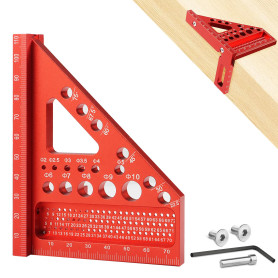 TNEDFOD 3D Multi Angle Équerre Menuisier, Équerre Charpentier Règle de Mesure pour le Travail du Bois, Multifonctionnel en Alumi