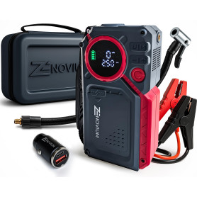 ZENOVIUM Booster Batterie Voiture avec gonfleur 2500A–18000mA–Marque française–Chargeur Batterie Voiture 12V-Démarreur Puissant 