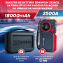 ZENOVIUM Booster Batterie Voiture avec gonfleur 2500A–18000mA–Marque française–Chargeur Batterie Voiture 12V-Démarreur Puissant 