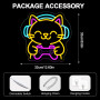 Looklight Panneau néon LED « Gaming Cat » - Pour décoration, néon - À intensité variable - Avec USB - Pour salle de jeux, chambr