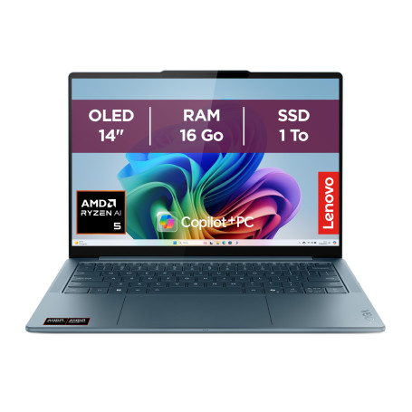 Lenovo Yoga Slim 7 14AKP10 - Ordinateur Portable 14'' OLED WUXGA Copilot+ (AMD Ryzen AI 5 340, RAM 16Go, SSD 1To, AMD Radeon 840