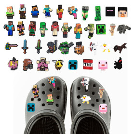 Minnecrafft Charmes de Chaussure, 37PCS Minnecrafft Ornements Chaussures PVC Chaussure Charms Accessoires Décorations de Chaussu