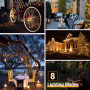 Lot de 2 Guirlande Solaire Exterieur, Totale 16m 160LED Lumineuse Étanche, 8 Modes Décoration pour Jardin Terrasse Cour Noël Mar