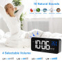CHEREEKI Réveil Numérique, Horloge Numérique LED Reveil Matin Digital avec Température/Snooze/2 Alarme/12/24 Heure/Port de Recha