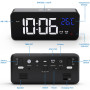 CHEREEKI Réveil Numérique, Horloge Numérique LED Reveil Matin Digital avec Température/Snooze/2 Alarme/12/24 Heure/Port de Recha