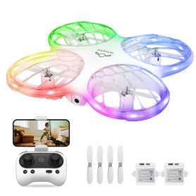 Ameta Morpho Drone avec Camera pour Enfant, 1080P FPV Mini Drones avec Module STEM/ 32 Lumière RGB/Vol Circulaire/Flip 3D/ Vol d