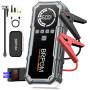 BRPOM Booster Batterie avec Compresseur, 8000A Démarreur Batterie Voiture, 160PSI Gonfleur de Pneus, 12V Jump Starter, Tout Gaz 