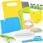 EURYUNG Kit Couteaux Sécurité de Cuisine pour Enfants - 17 Pièces Couteau Montessori Enfants pour Couper et Cuire des Fruits ou 