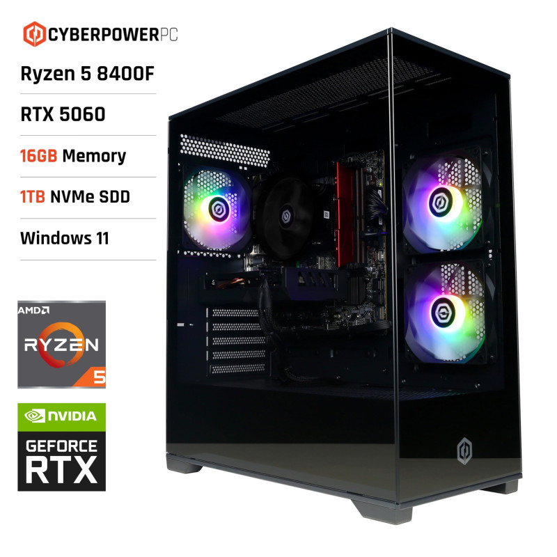 Cyberpowerpc Rx650 CyberpowerPC Wyvern Gaming PC - AMD Ryzen 5 8400F, Nvidia RTX 5060 8GB ...