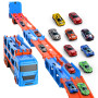 Camion Jouet avec 8 Voitures, Voiture Jouet pour Enfants de 3,4,5,6,7,8+Ans, Garage, Camion de Transporteur Portable et Pliable 