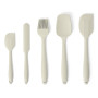 Amazon Basics Lot de 5 Spatules en Silicone, Sans BPA, Adaptées à la Chaleur, Passent au Lave-Vaisselle, Gris Lin