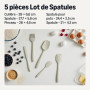 Amazon Basics Lot de 5 Spatules en Silicone, Sans BPA, Adaptées à la Chaleur, Passent au Lave-Vaisselle, Gris Lin