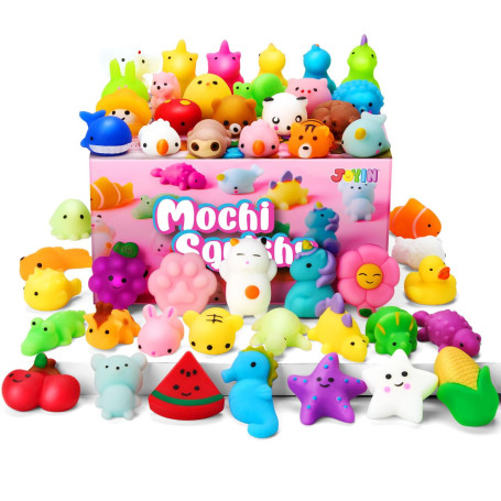JOYIN Mochi Squishy Toys Lot de 25 Mini Jouets Mochi pour Enfants, Jouets Anti-Stress Kawaii, ​​Sacs à friandises avec boîte de 