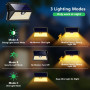 OUILA Lumiere Solaire Exterieur 6 Pack, 3 Modes Avec Detecteur, 185 LED Spot Solaire, IP65 Eclairage Mural d'Extérieur pour Jard