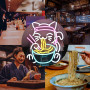 LUCUNSTAR Fortune Cat Ramen Neon Led,Neon Mural Japonais à Intensité Variable,Panneaux Néon Pour Mur,Panneaux Néon Pour à Domici