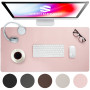 Sidorenko - Sous-main de bureau en cuir synthétique - 80 x 40 cm - Rose - Avec bords cousus - Tapis de bureau résistant à la rou