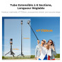 K&F Concept Bâton Selfie Trépied 2 en 1 Extensible 24–120 cm, Alu Léger, Compatible avec Caméras d’Action Insta360 X5/X4/X3/Ace 