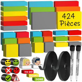 ATWAM - 424 Étiquettes Magnétiques Effaçables & Inscriptibles - Scrum - Lot de aimants et Accessoires inscriptibles pour Tableau