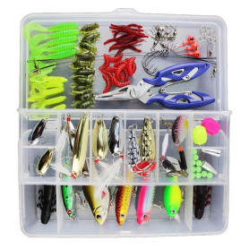 Vicloon Leurres de Pêche Kit Spinnerbaits,Plastique vers,Minnow,Popper,Leurres,Souples Pêche Jigs Crochets de Pêche - Kit d'appâ