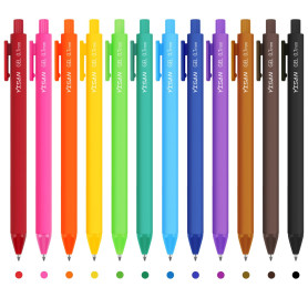 YISAN Stylo à bille Gel Rétractable Multicolore,12 couleurs,71044