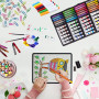 KINSPORY Mallette dessin Enfant, 139 pièces coloriage kit dessin Enfant, Art Set, Mallette de Coloriage avec boîte en bois (Brun