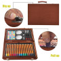 KINSPORY Mallette dessin Enfant, 139 pièces coloriage kit dessin Enfant, Art Set, Mallette de Coloriage avec boîte en bois (Brun