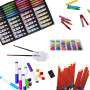 KINSPORY Mallette dessin Enfant, 139 pièces coloriage kit dessin Enfant, Art Set, Mallette de Coloriage avec boîte en bois (Brun