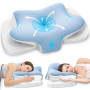 Ehomfory Oreiller Ergonomique Cervical 2 en 1 Oreiller Memoire Forme pour la Nuque, Coussin pour Dormir sur Le côté, Le Dos et L