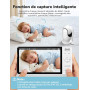 GHB Babyphone Camera 7" 350° Rotation Caméra Bebe Surveillance 1080P Écran IPS HD 5000mAh Zoom 4X 8 Berceuses Vision Nocturne VO
