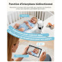 GHB Babyphone Camera 7" 350° Rotation Caméra Bebe Surveillance 1080P Écran IPS HD 5000mAh Zoom 4X 8 Berceuses Vision Nocturne VO