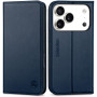 Shieldon Coque Cuir Véritable pour iPhone 17 Pro 6,3 Pouces 5G 2025, Etui Housse Portefeuille de Cartes, RFID Blocage, Fonction 