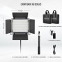 Neewer 2 Packs 660 LED Lumière Dimmable Bicouleur support d'Eclairage: 3200-5600K CRI 96+ LED Panneau avec Support U et Barndoor
