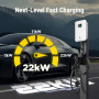 Morec Borne de Recharge Véhicules Électrique 22KW APP, 6-32A Triphasé 380V Wallbox 22KW avec Câble de Recharge Type 2 6m, RCD Ty