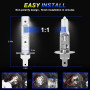 Sycreek Ampoule H1 LED,16000 LM 6500K Blanc Extrêmement Brillant Phare LED,IP68 Étanche Tout-en-Un Kit de Conversion Plug and Pl