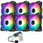6 ventilateurs LED ARGB colorés PC Case 120 mm HUB LED RGB avec télécommande Aura SYNC 3 broches SILENCIEUX FLUX D'AIR ÉLEVÉ POU