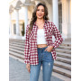 Aottori Chemisier à Carreaux Femme Coton Chemise Flanelle Chic avec Bouton Classique Blouse Bucheron Western Décontractée Retro 