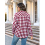 Aottori Chemisier à Carreaux Femme Coton Chemise Flanelle Chic avec Bouton Classique Blouse Bucheron Western Décontractée Retro 