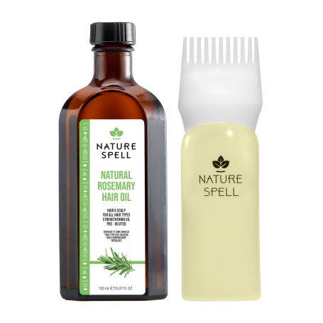 Nature Spell Huile de romarin pour cheveux et cuir chevelu avec applicateur d'huile capillaire, huile de romarin pour la croissa