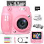 Gofunly Appareil Photo Instantané Enfant 2,4 Pouces - Caméra Vidéo Numérique 1080P avec Carte 32GB & 3 Rouleaux de Papier, Cadea