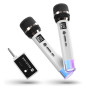 Micro sans fil, micro avec connexion à puce individuelle et lumières LED, autonomie de 40 h, portée de réception de 60 m, contrô