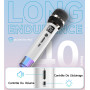 Micro sans fil, micro avec connexion à puce individuelle et lumières LED, autonomie de 40 h, portée de réception de 60 m, contrô