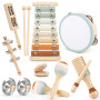 Joyreal Instruments de musique Montessori en bois 3 couleurs neutres Xylophone esthétique moderne bohème cadeau salle de jeux