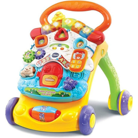 VTech - Super Trotteur Parlant Bébé Pliable Orange, Tableau d'Éveil Détachable, Jouet d'Activité et de Développement, Apprentiss