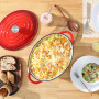 Velaze Cocotte Fonte 7L Émaillée, Marmite Fonte 34cm, Antiadhésive Couvercle Rouge, Compatible Induction/Gaz/Four