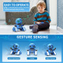 Dzxlin Robot jouet pour enfants - Rechargeable - Yeux LED et musique - Robot RC avec capteur de gestes pour garçons à partir de 