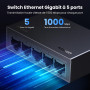 UGREEN Switch Ethernet Gigabit 5 Ports Hub Ethernet 10 100 1000Mbps Switch RJ45 Idéal pour Bureau et Maison Plug Play Multiprise