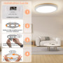 SKUTZTEK Plafonnier LED, Luminaire Plafonnier LED Étanche IP44, 3 couleurs 3000K/4000K/6500K Plafonnie Rond Ultra-fin et Moderne