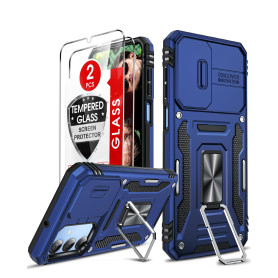 LeYi Coque pour Samsung Galaxy A16/A 16 4G/5G Antichoc avec Protection Caméra Coulissante,2*Verre Trempé,Étui de PC Dur et TPU S