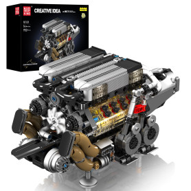 Mould King Technik W16 Motor Bausatz Bausteine Spielzeug, 952 Pièces, Contrôle par Application, Moteur Simulé avec Quatre Turboc
