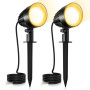 MEIKEE Spot LED Extérieur avec Piquet 7W Lot de 2 Éclairage Paysager Aluminium IP66 Étanche 500LM Blanc Chaud 3000K Tension 85-2